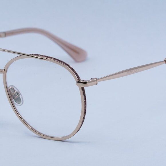 Jimmy Choo Jimmy Choo JC230 0EYR 00 Eyeglasses Gold Pink 51mm Round Size ONE SIZE - 3 Thumbnail