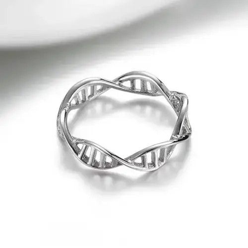 Ring Of Fire DNA Abstract Ring Bold Silver Modern Punk Art Psychedelic Size ONE SIZE - 3 Thumbnail