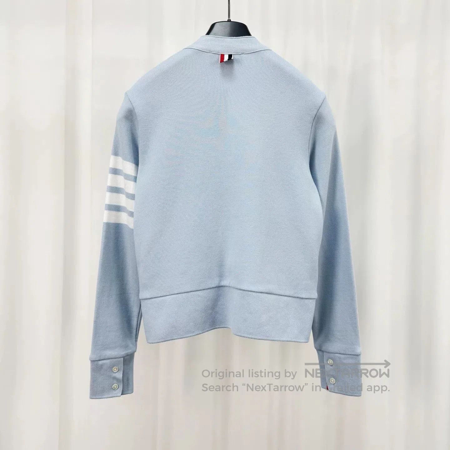 Thom Browne Light Blue Striped Knit Cardigan. Size US M / EU 48-50 / 2 - 2 Thumbnail