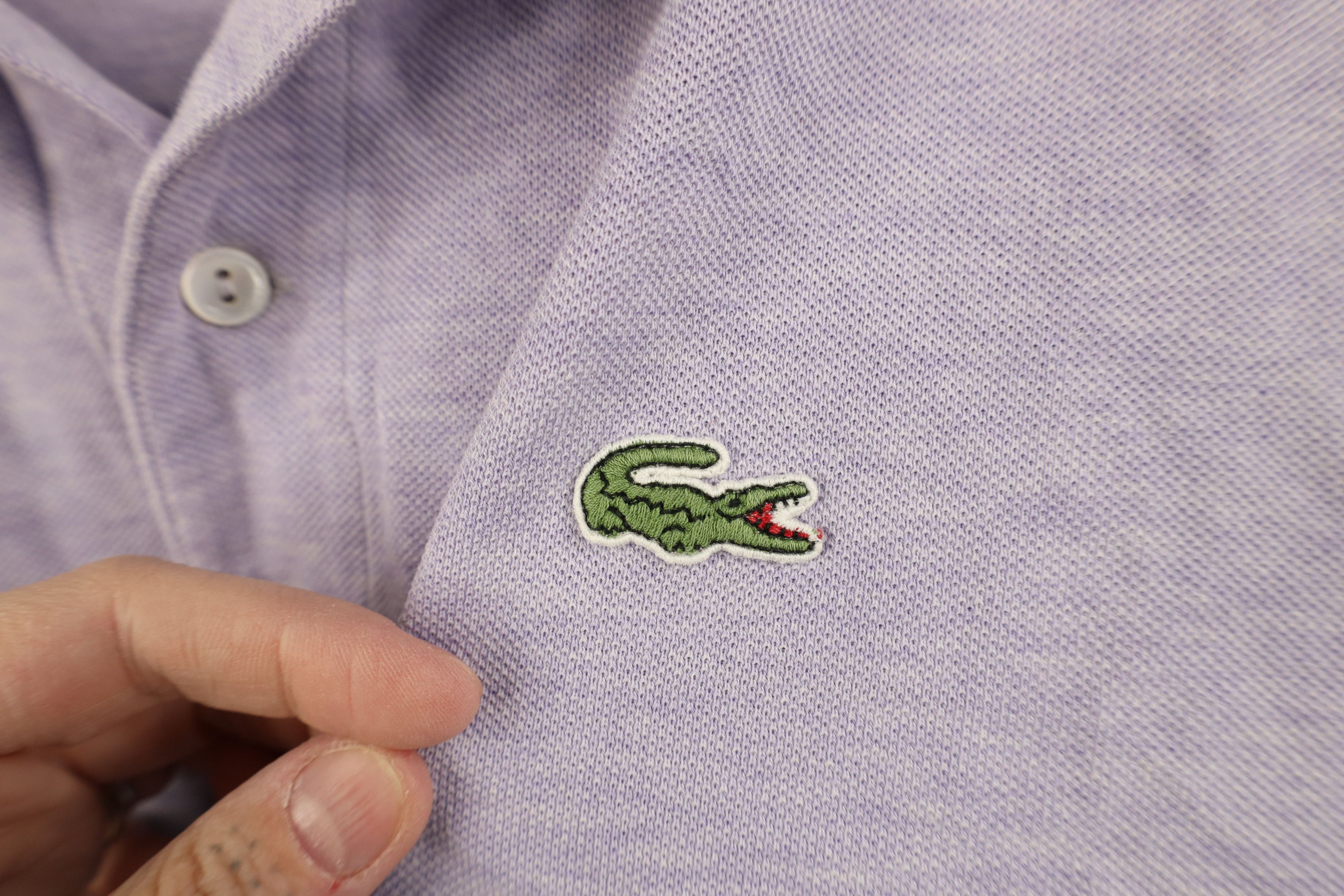 Lacoste Vintage Lacoste Croc Logo Knit Collared Polo Shirt Purple Size US L / EU 52-54 / 3 - 4 Thumbnail