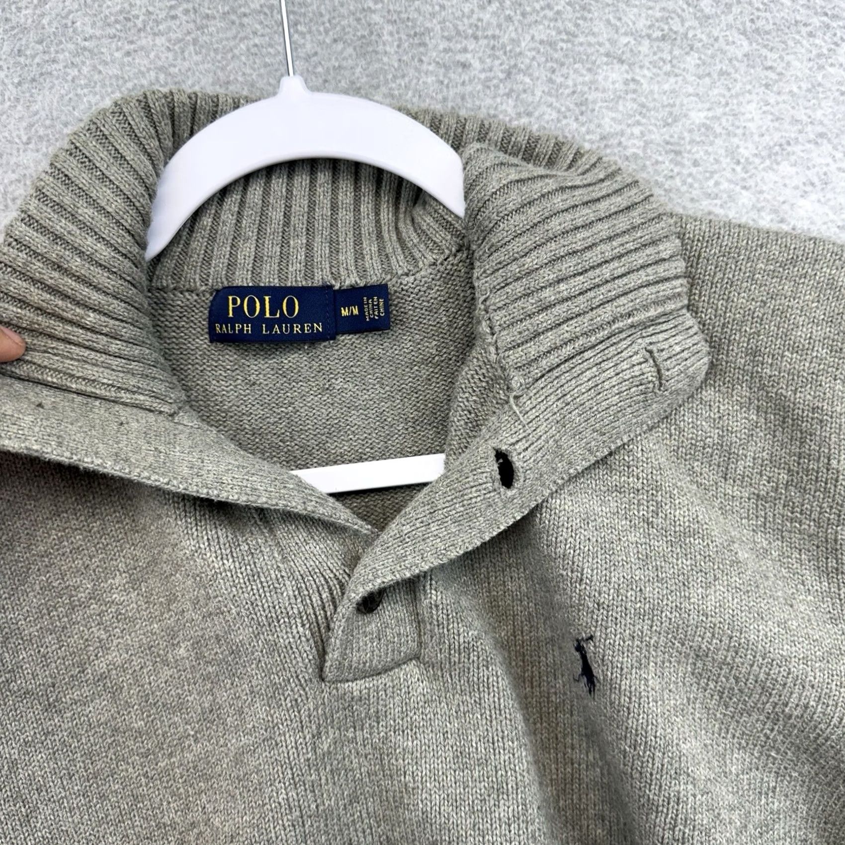 Ralph Lauren Polo Ralph Lauren Sweater Mens Size M Gray Turtle Neck Buttons 100% Cotton Flaw Size US M / EU 48-50 / 2 - 3 Thumbnail