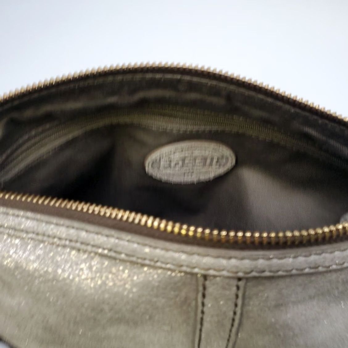 Fossil Fossil Handbag Purse Crossbody Messenger Gray Suede Leather Adjustable Strap Gold Hardware - Medium Women’s Size ONE SIZE - 7 Thumbnail