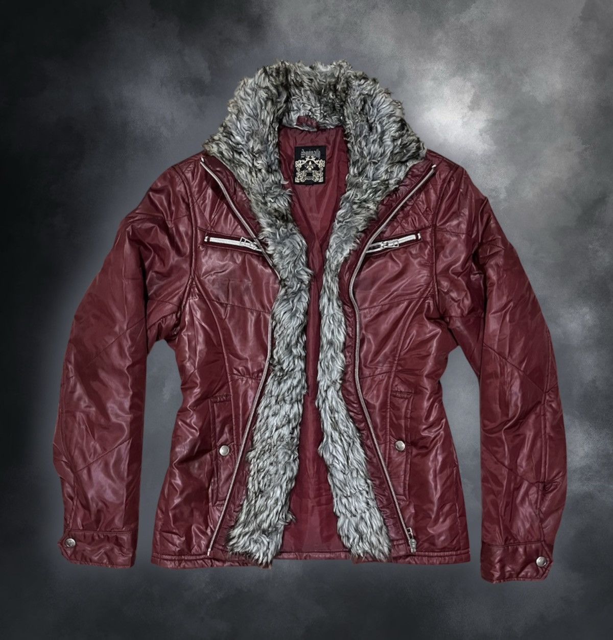 5351 POUR LES HOMMES 2000s Spinash Vkei Gothic Fur Riders Jacket Grunge ...