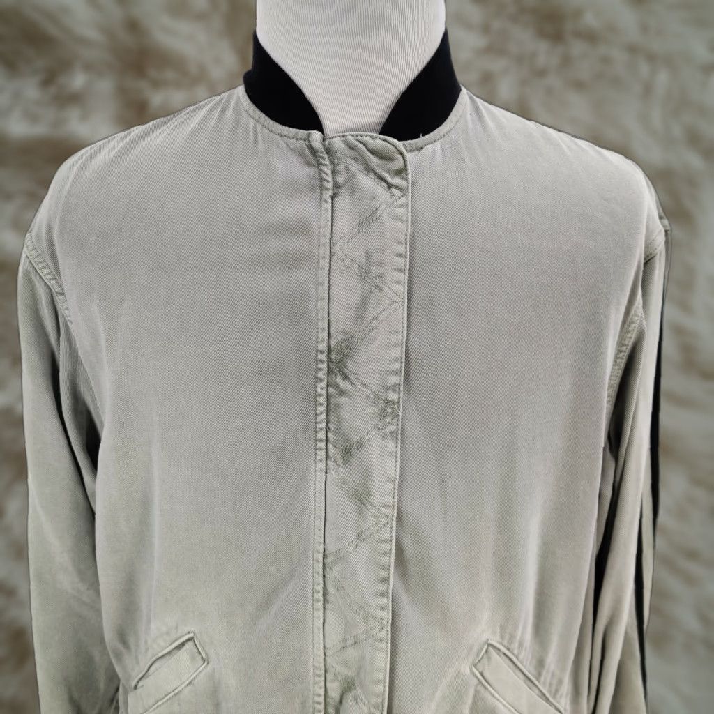 Hudson HUDSON Jeans Bomber Jacket Gray Size M Mens Full Zip Stripes Stand-Up Collar Regular Adults Size US 31 - 1 Thumbnail