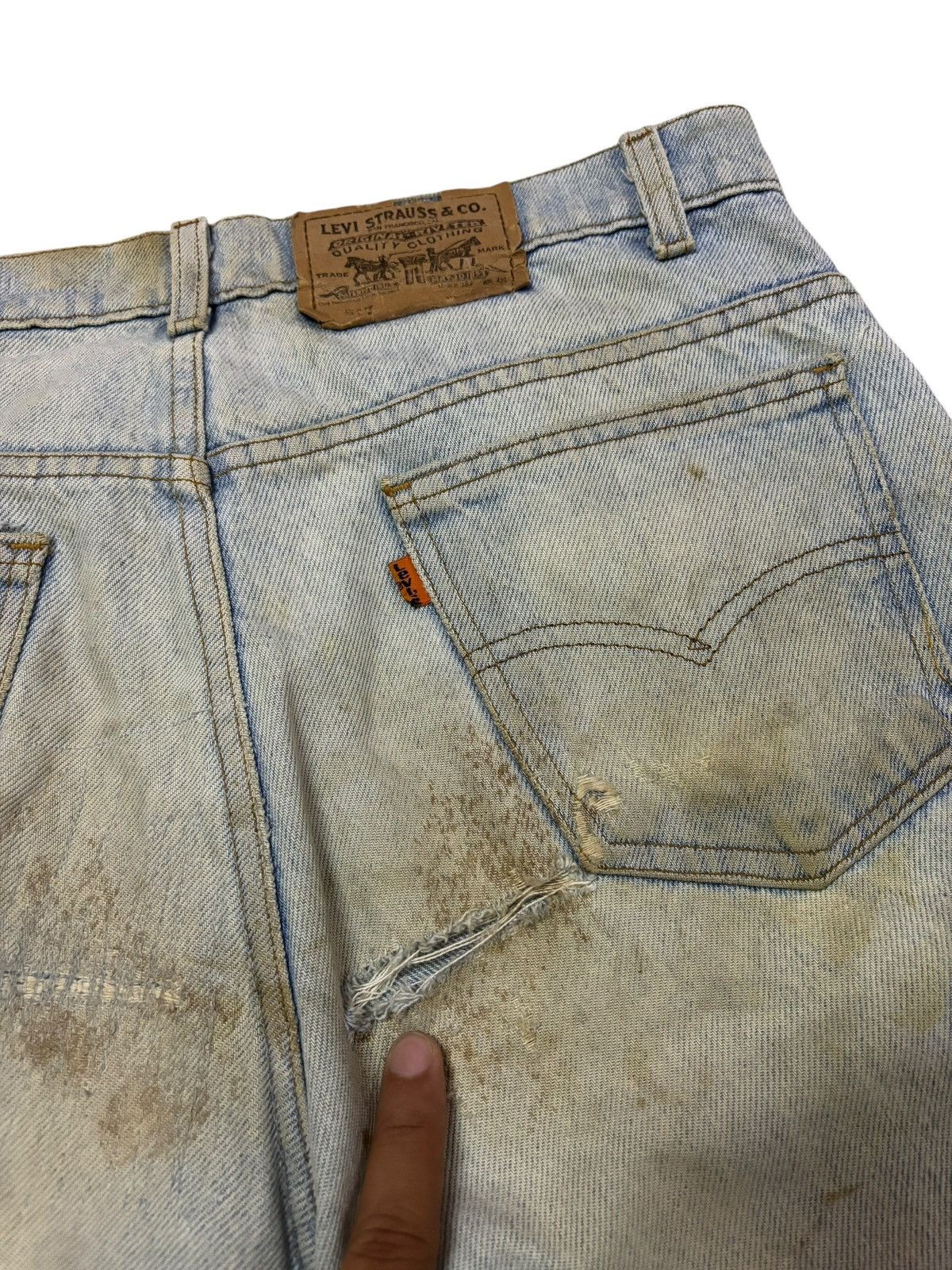 Levi's Vtg 80s Raw Levis 517 Orange Tag Distressed Jeans Size US 31 - 9 Thumbnail