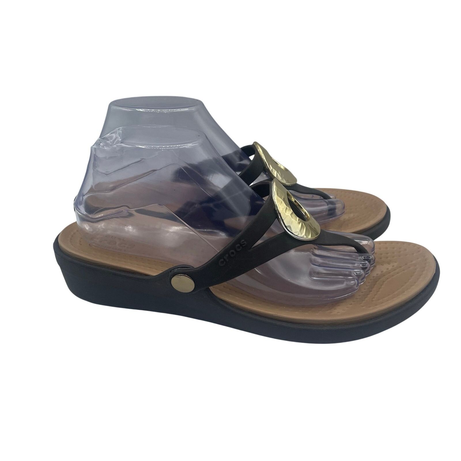 Crocs Crocs Sanrah Hammered Circle Wedge Flip Sandals Espresso 10 Size US 10 / IT 40 - 2 Thumbnail