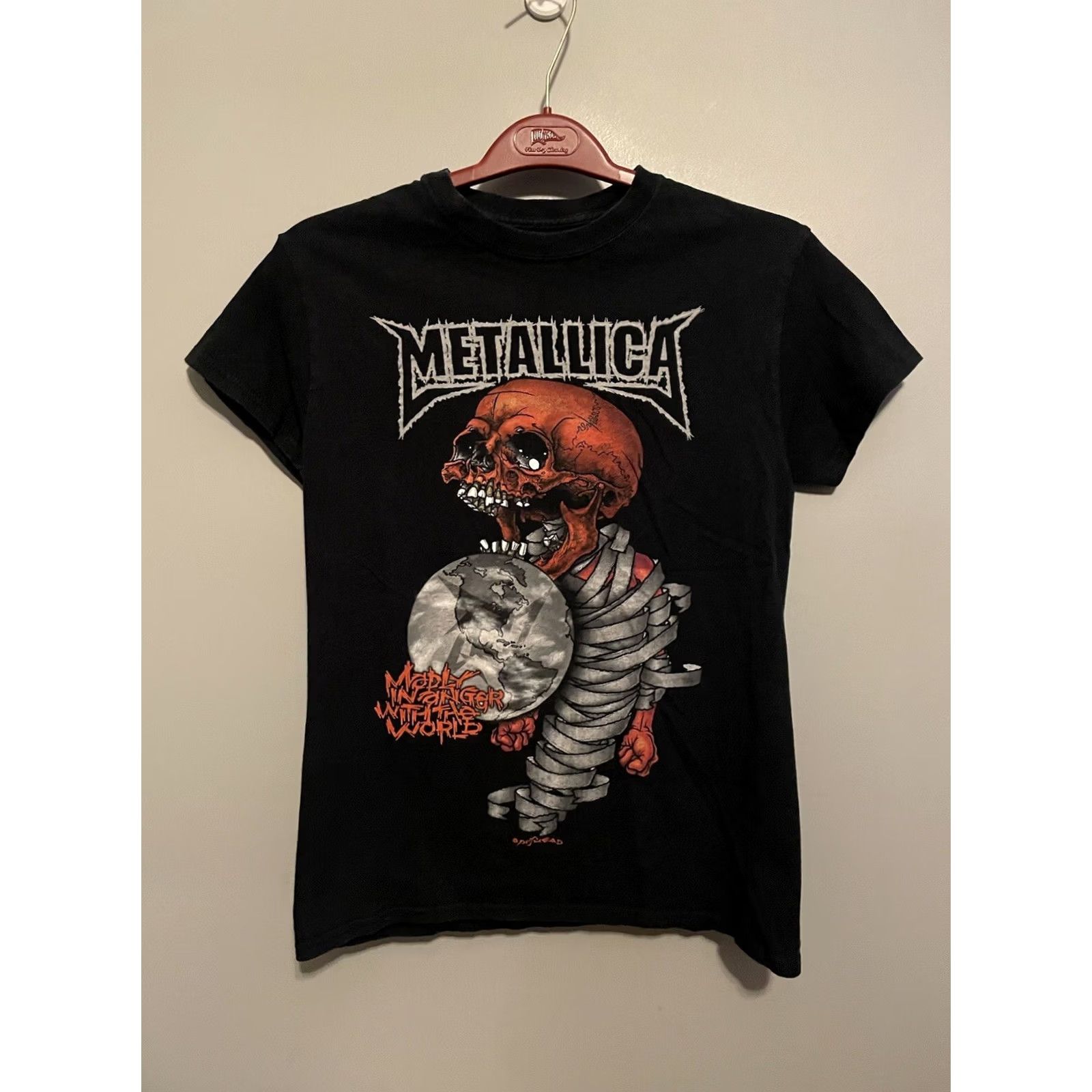 Vintage VINTAGE Metallica T-Shirt Black Crew Neck Short Sleeve Size S Unisex Adults 2004 Angry At The World Tour Pushead Size US S / EU 44-46 / 1 - 2 Thumbnail