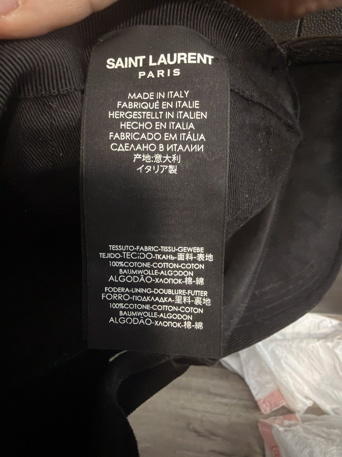 Saint Laurent Paris Saint Laurent Paris Black Cotton Velour Cap Size ONE SIZE - 3 Thumbnail
