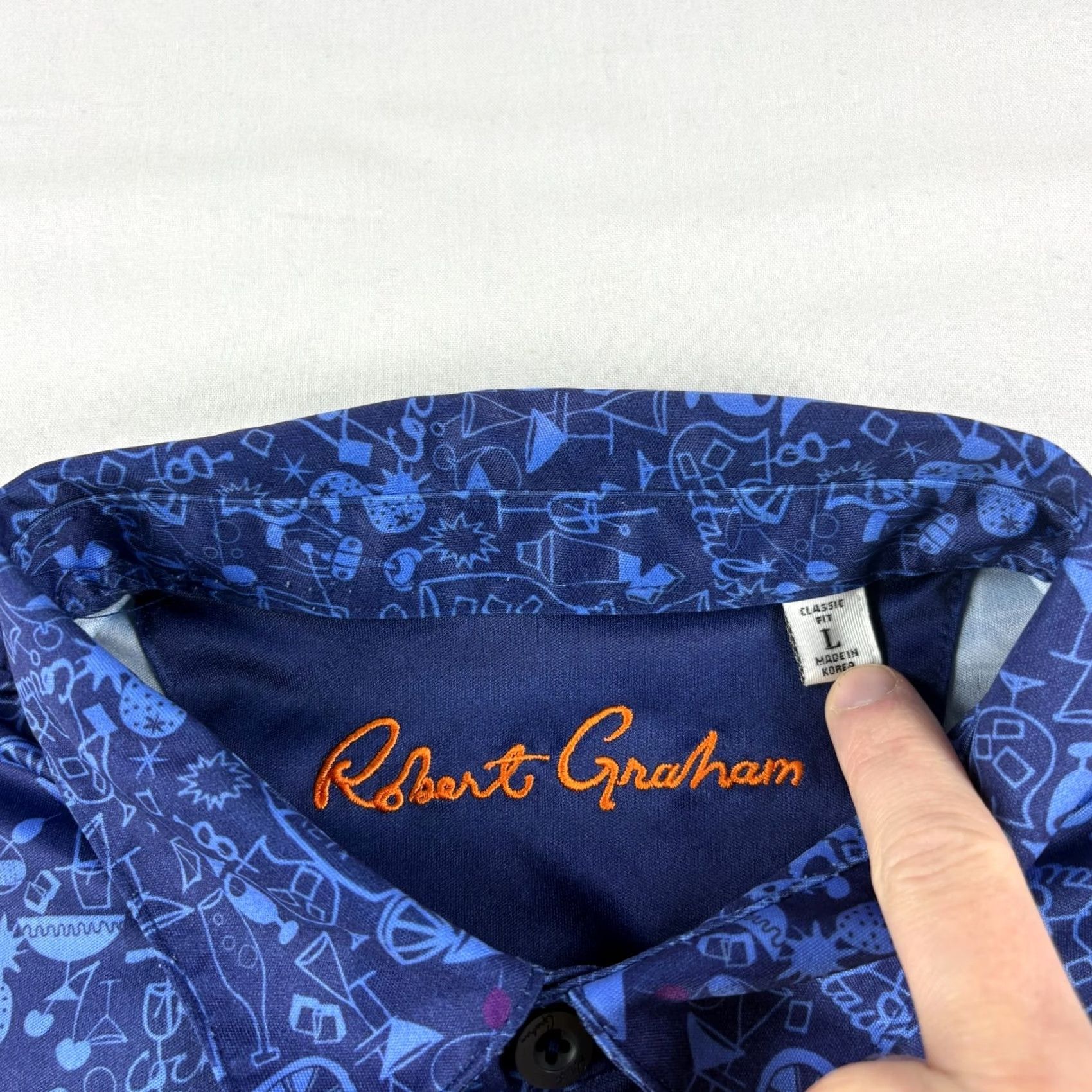 Robert Graham Robert Graham Polo Shirt Men L Blue Golf Performance Stretch Short Sleeve Collared Button-Front Size US L / EU 52-54 / 3 - 4 Thumbnail