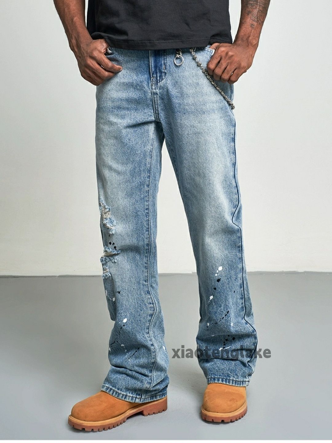 Jean × Vintage washed faded cleanfit yuppie bootcut paint jeans Size US 34 / EU 50 - 2 Thumbnail