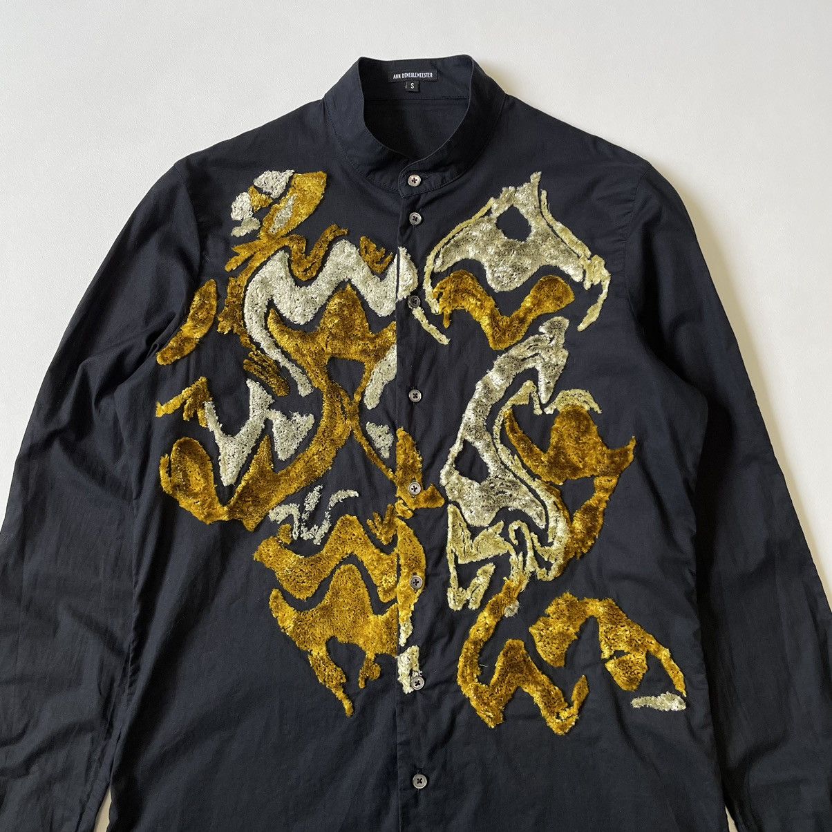 Ann Demeulemeester ‘Abstract Flocked Print’ Black Shirt Size US S / EU 44-46 / 1 - 2 Thumbnail