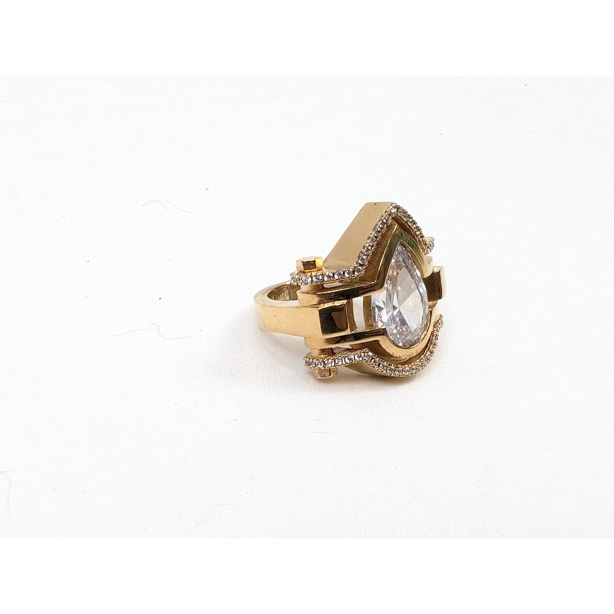 Bottega Veneta o1rshd1 Size: 11 / Cubic Zirconia Ring in Gold Silver White Size ONE SIZE - 4 Thumbnail