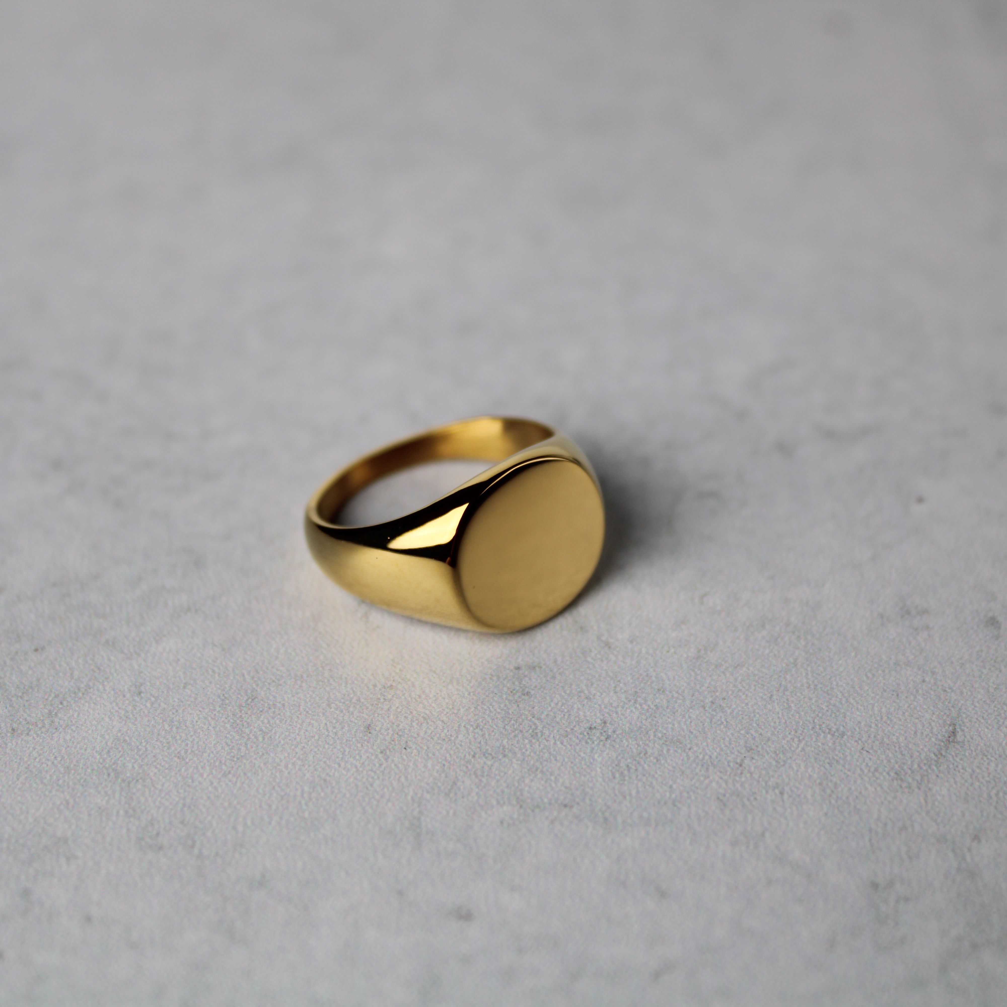 Jewelry Gold Horizontal Oval Signet Ring size 7-12 Size ONE SIZE - 2 Thumbnail