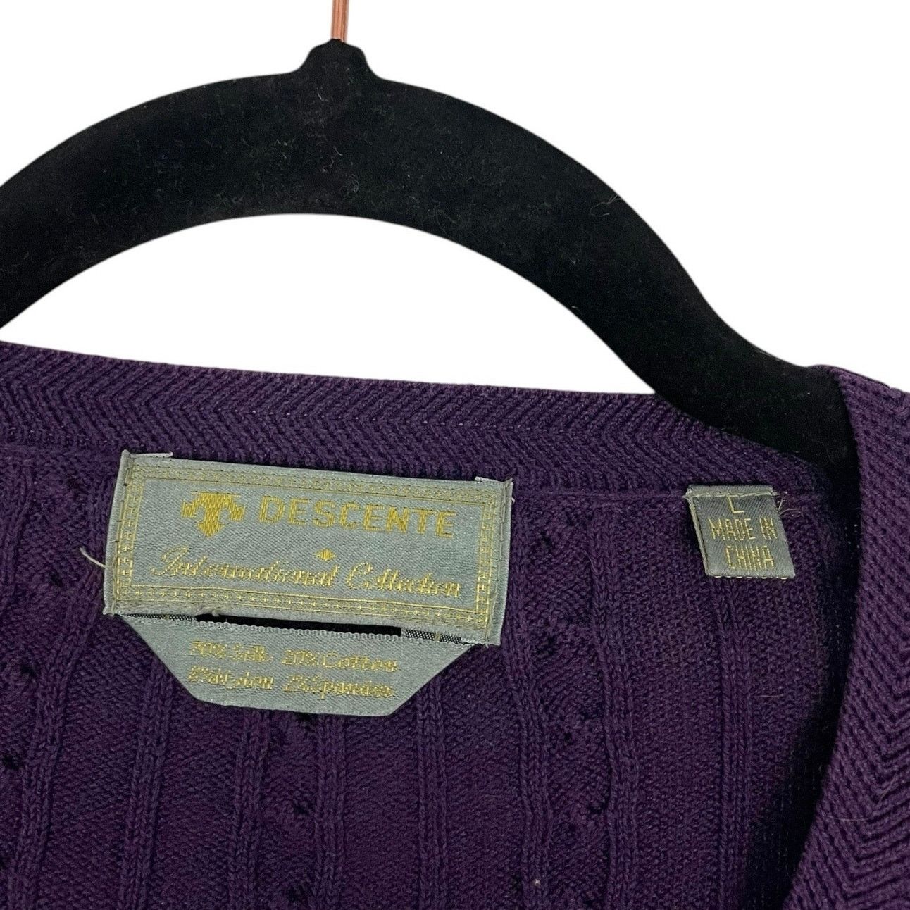 Descente Descente Vintage Purple Cable Knit V-Neck Sweater Size L / US 10 / IT 46 - 7 Thumbnail