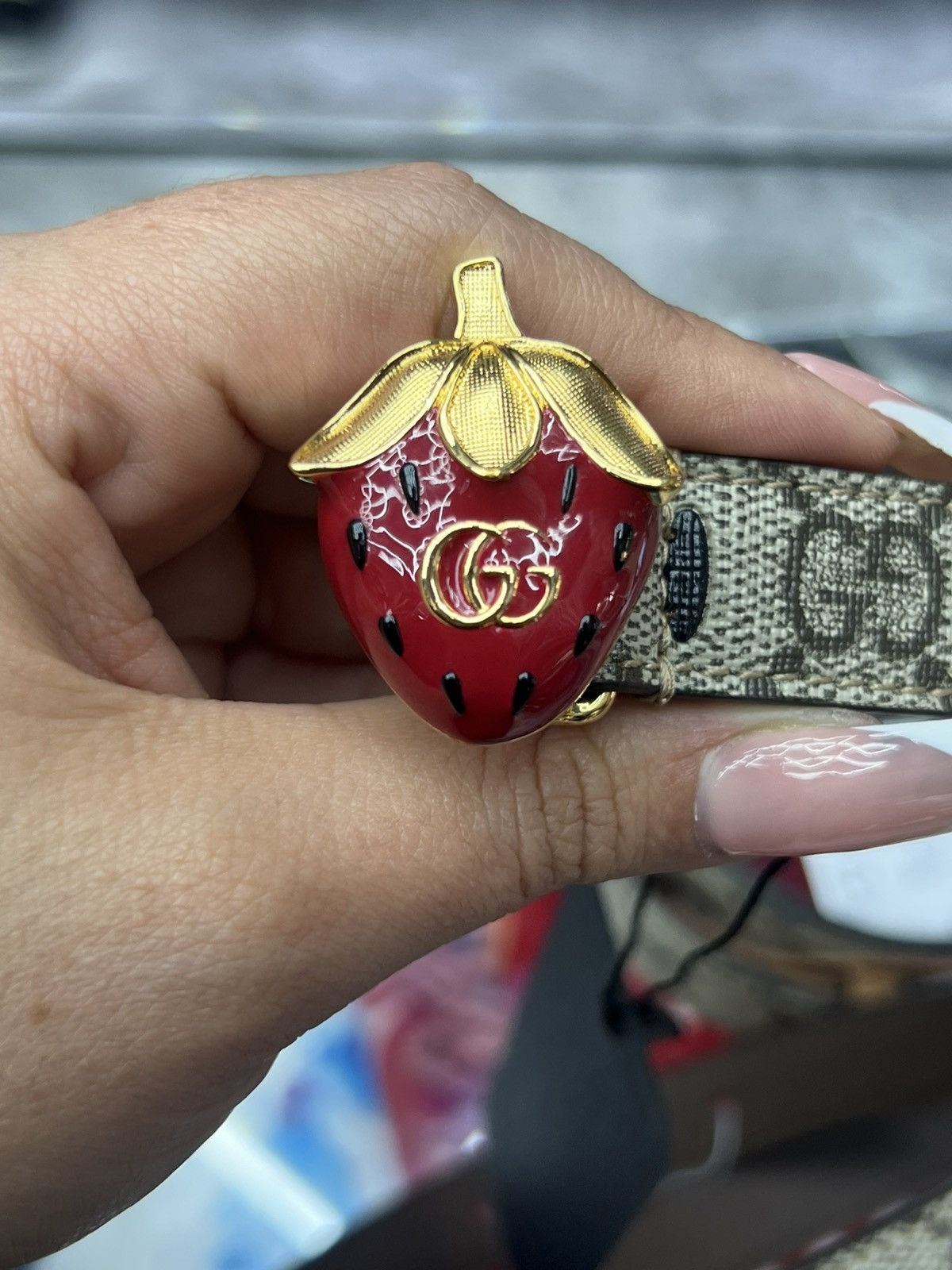 Gucci Gucci Strawberry Skinny Belt Size ONE SIZE - 4 Thumbnail