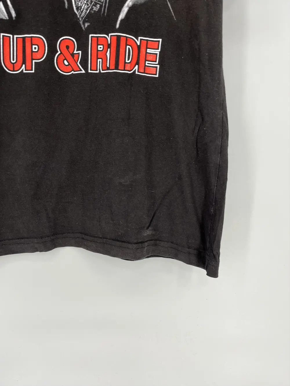 Harley Davidson Vintage 90s Skull on a Bike " SHUT UP RIDE " Horror Tee 90s Size US XL / EU 56 / 4 - 7 Thumbnail