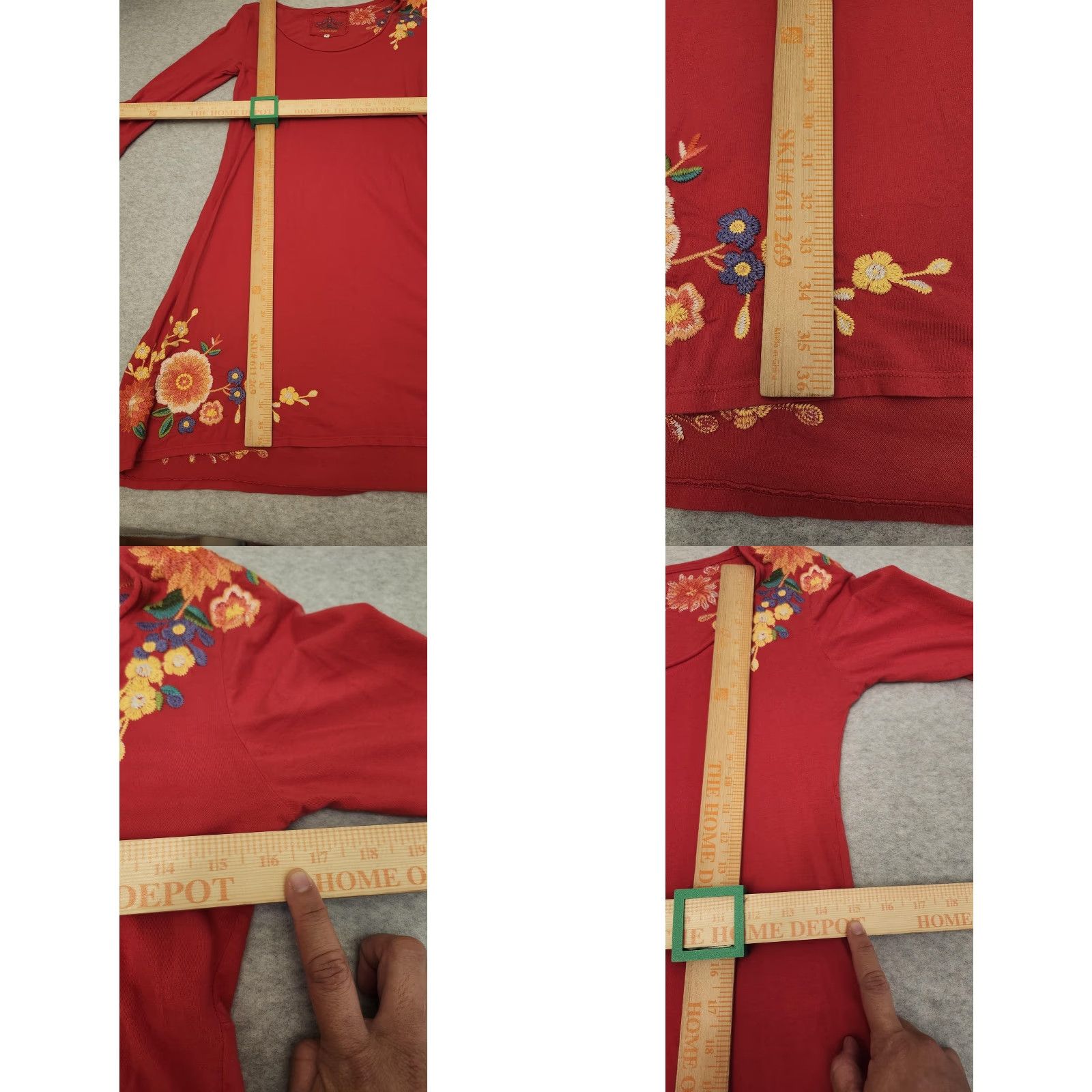Johnny Was VINTAGE JW Los Angeles Dress Womens S Red Embroidered Floral A-Line 3/4 Sleeve Boho Shirt Dress Womens Size S / US 4 / IT 40 - 8 Thumbnail