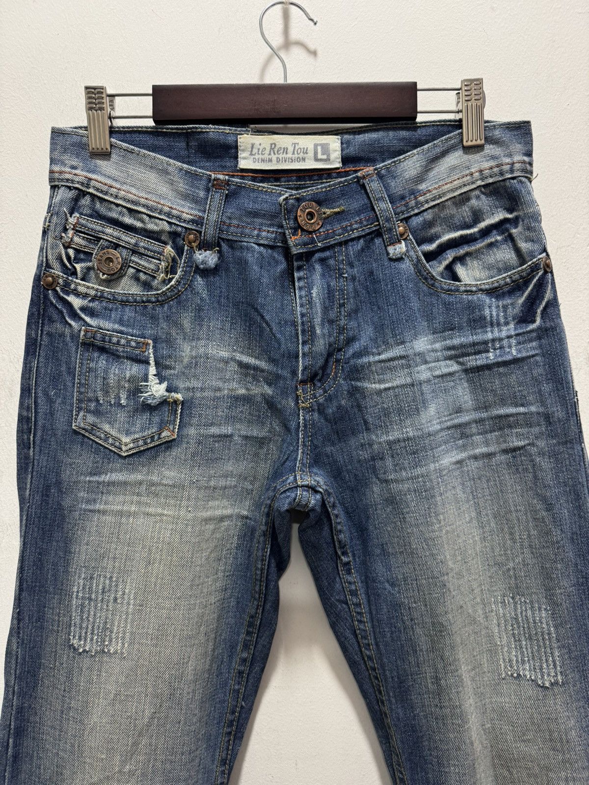 Japanese Brand JAPANESE STYLE LIE REN TOU VERY RARE DESIGN DISTRESSED DENIM Size US 28 / EU 44 - 7 Thumbnail