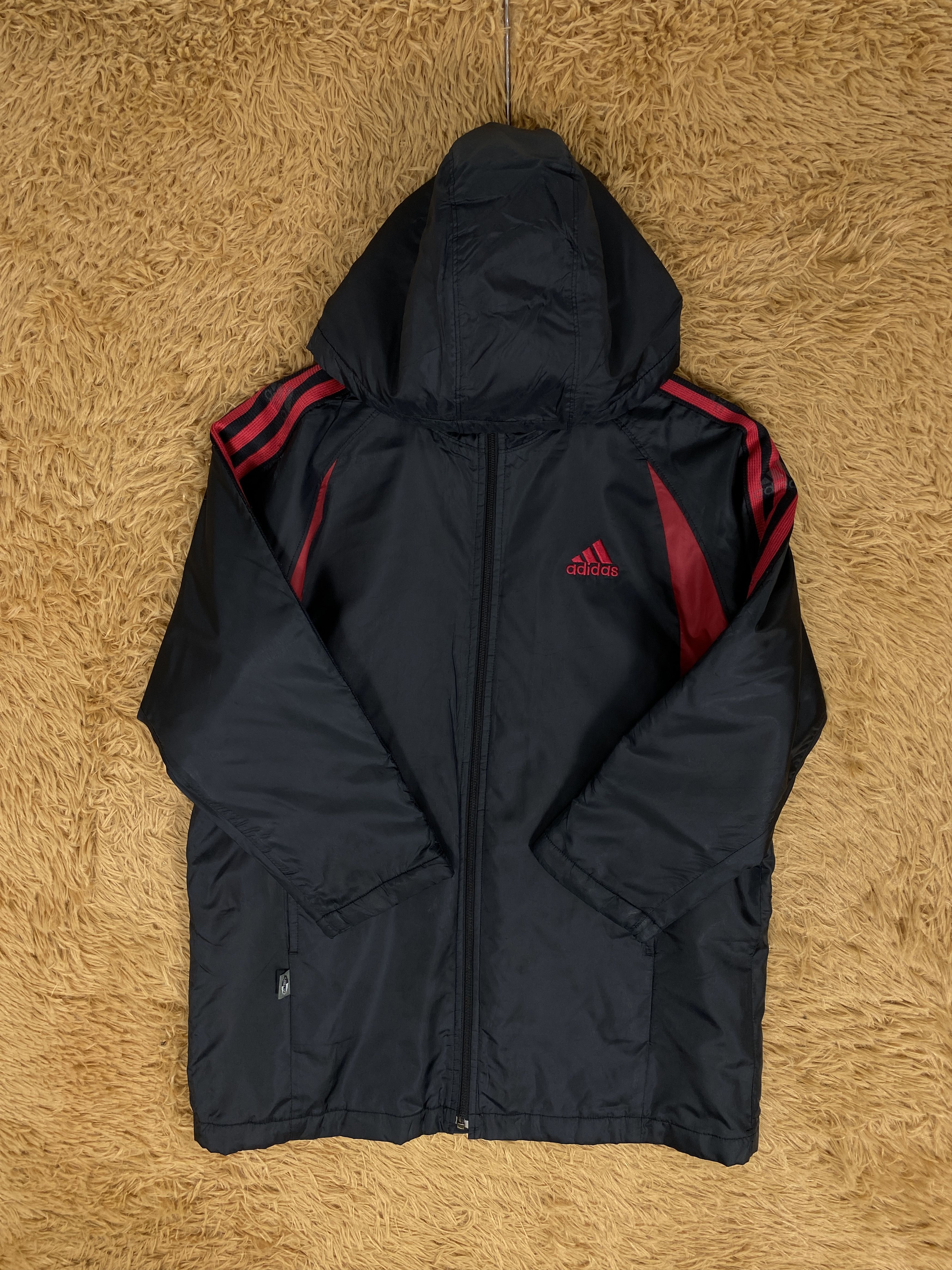 Adidas Vintage Adidas Red Stripes Hoodie Sherpa Lining Jacket J2268 Size US S / EU 44-46 / 1 - 4 Thumbnail