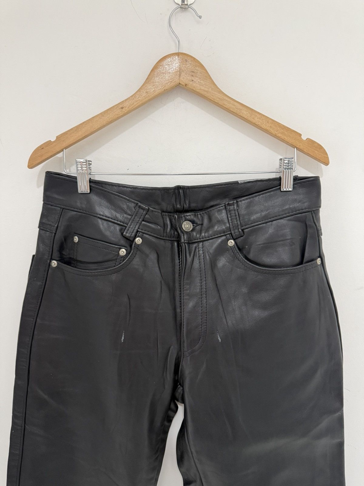 Schott Schott NYC Cowhide Black Leather Pants 34 Size US 34 / EU 50 - 3 Thumbnail