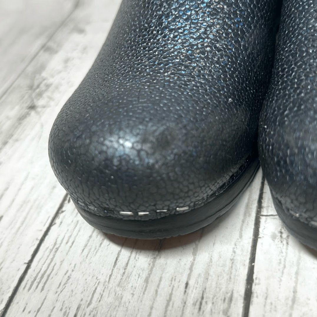 Vintage Sanita Women's Original Professional Blue Pebble Clog EU38 US 7.5 Leather Slip-On Mule Black Blue Pebble 90s? Size ONE SIZE - 2 Thumbnail