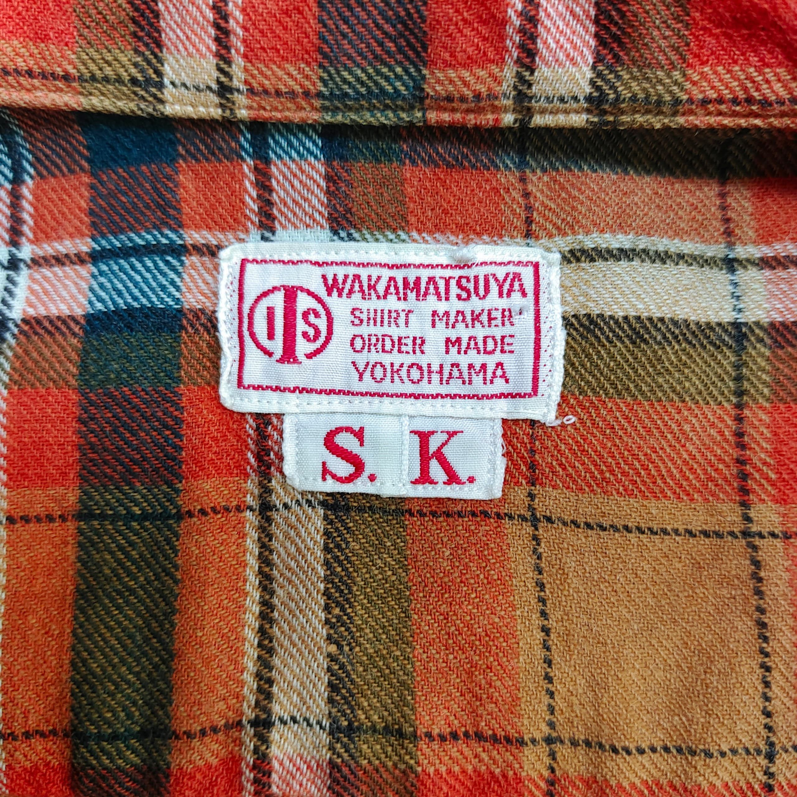 Japanese Brand Vintage 1970s Wakamatsu Yokohama Custom Orange Plaid Flannel Size US XL / EU 56 / 4 - 10 Thumbnail
