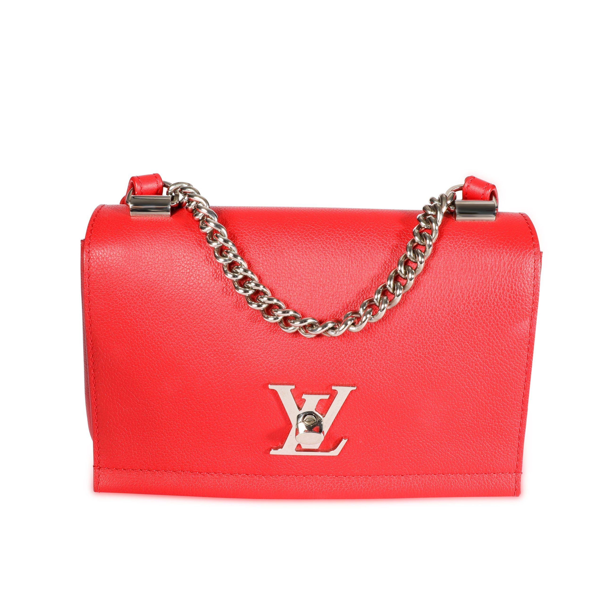 image of Louis Vuitton Rubis Leather Lockme Ii Bb Bag in Red, Women's