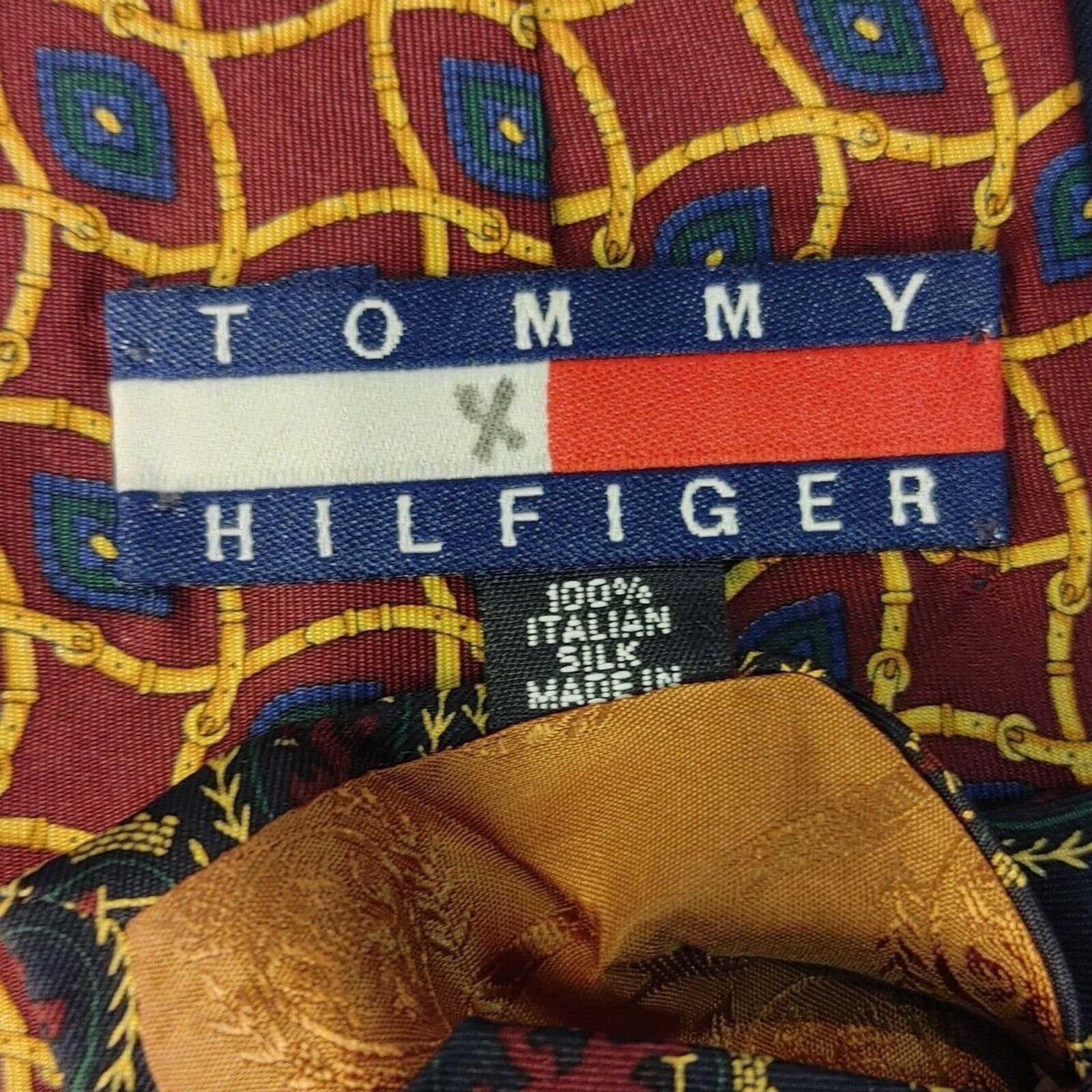 Tommy Hilfiger Tommy Hilfiger Men's 100% Silk Red/Blue Neck Tie OS Size ONE SIZE - 2 Thumbnail