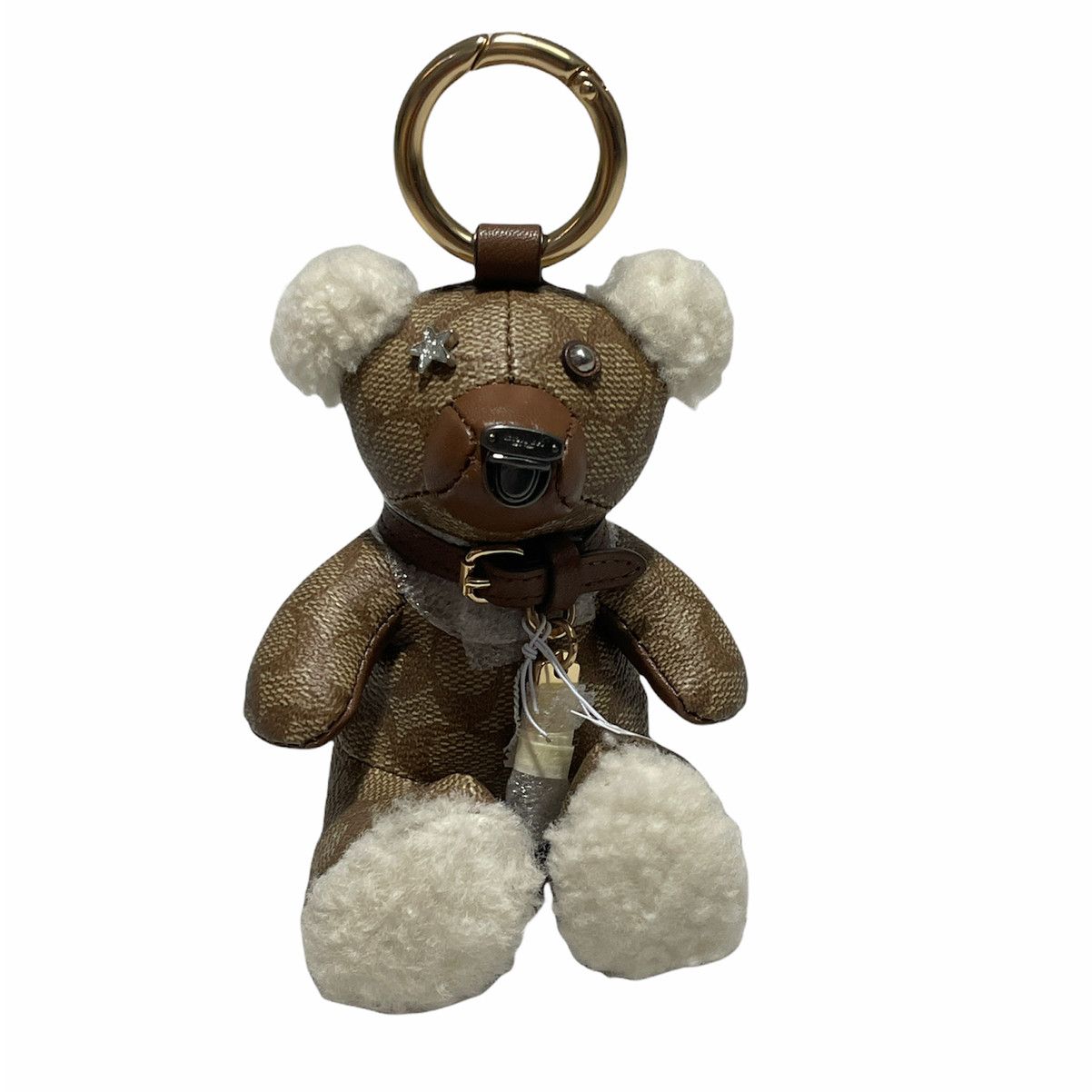 image of Coach Bear Collectible Bag Charm In Signature Canvas New in Brown, Men's