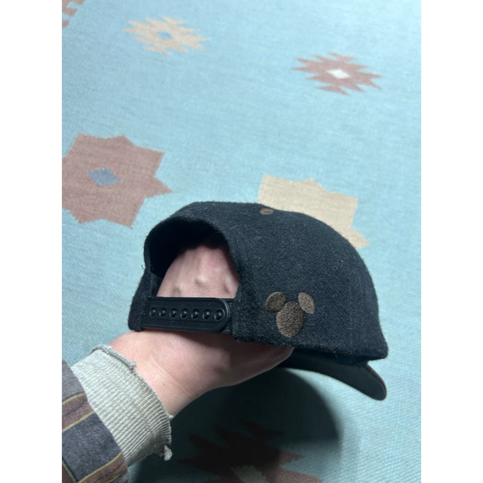 Mickey Unlimited VINTAGE Mickey Unlimited Snapback Hat Cap Mickey Mouse Wool Leather Brim Black Cartoon Spell Out Adjustable Men Size ONE SIZE - 5 Thumbnail