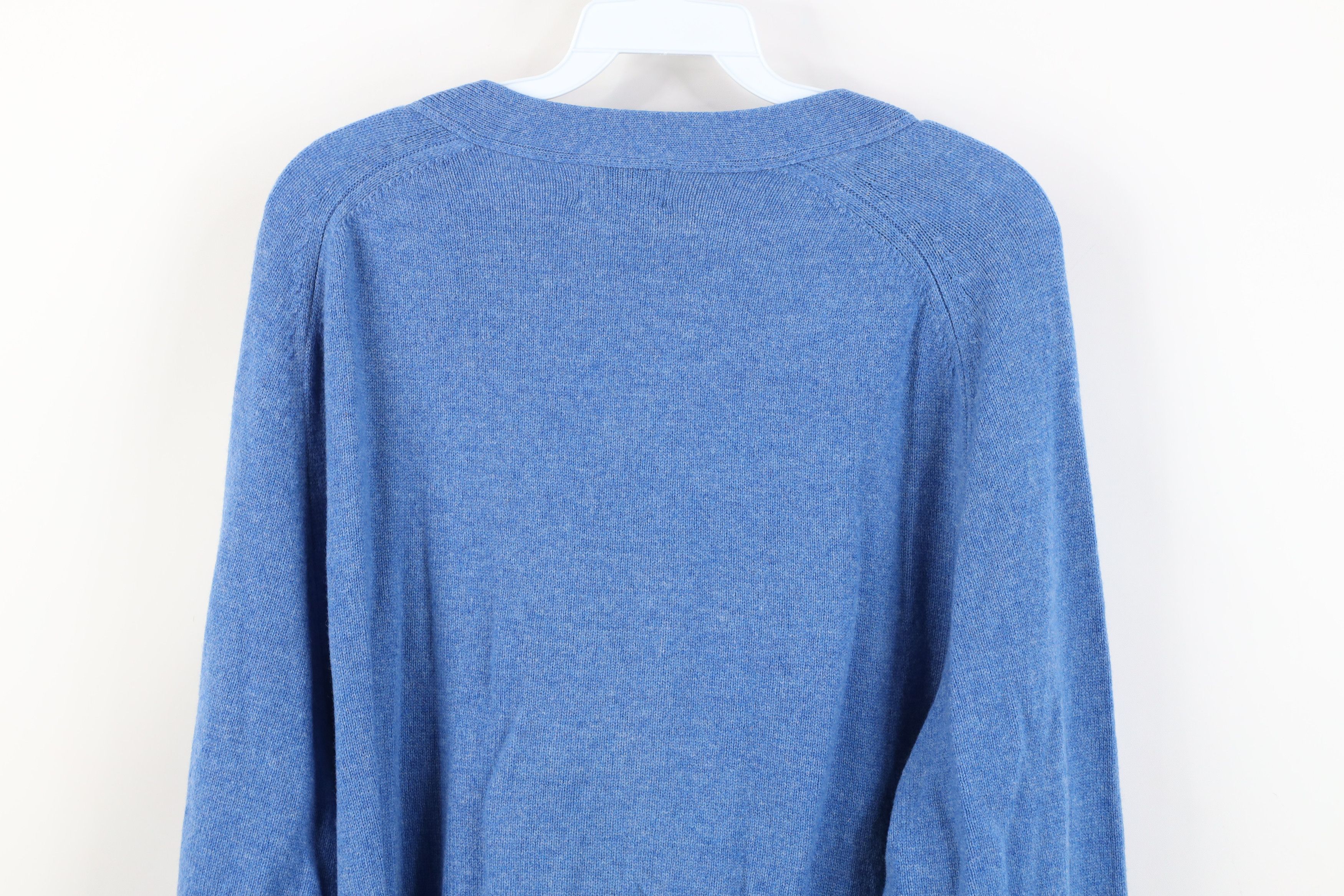 L.L. Bean Vintage LL Bean Blank Lambswool Knit Cardigan Sweater Blue Size US L / EU 52-54 / 3 - 10 Thumbnail