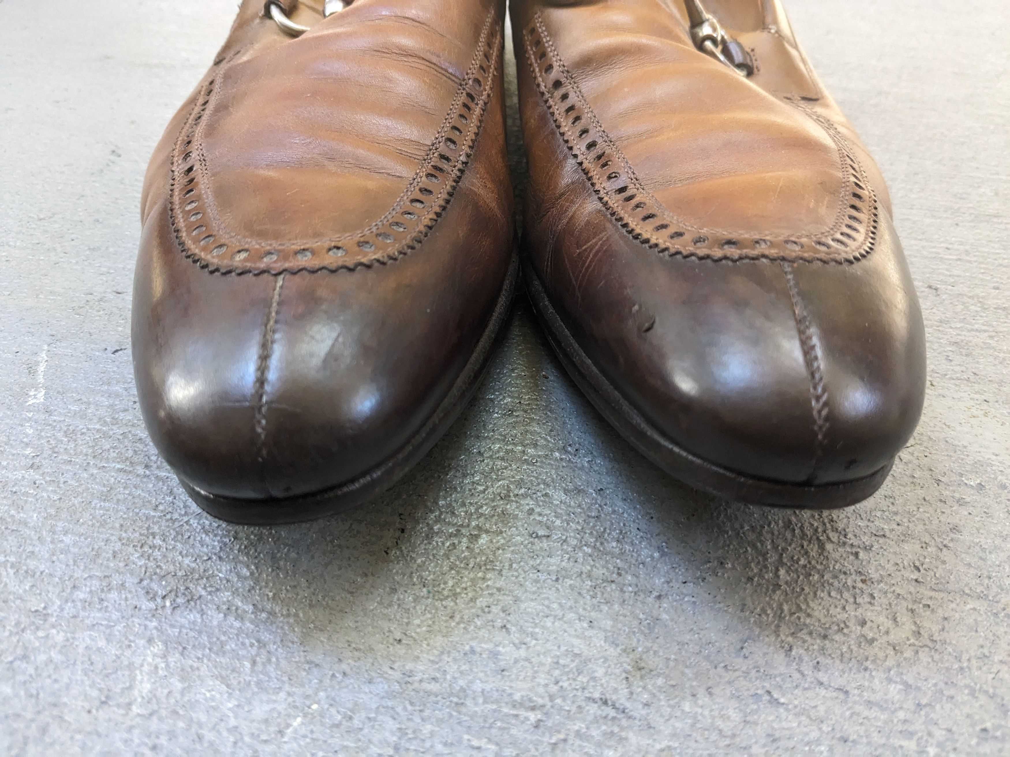 Gucci × Vintage Gucci Loafers Brown 9 Slip Ons Buckle GG Ombre Patina Size US 9 / EU 42 - 2 Thumbnail