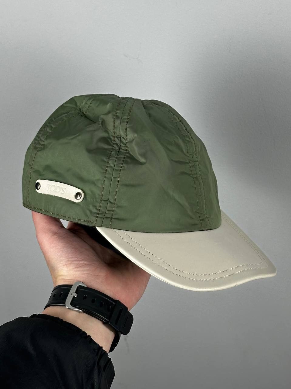 Tod's Tod's Green Nylon Leather Luxury Hat Size ONE SIZE - 1 Thumbnail