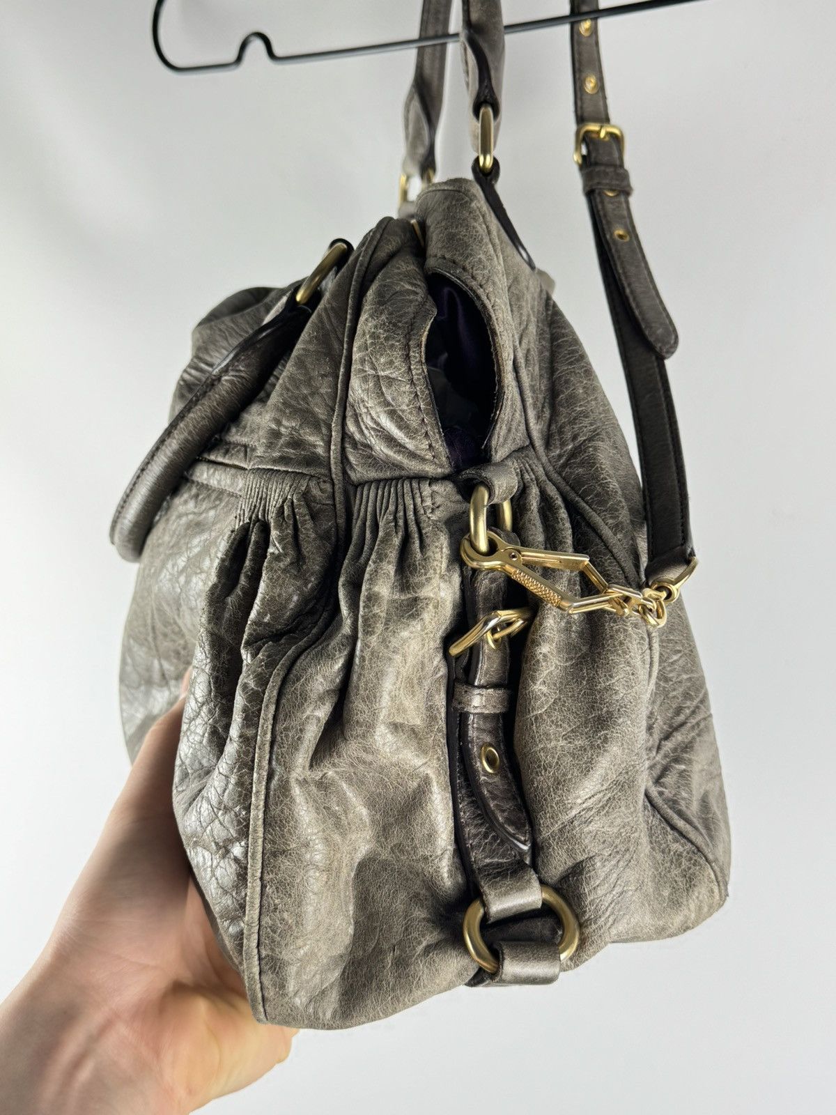 Miu Miu Miu Miu Vitello Two Way Nappa Leather Handbag Bag Grey Size ONE SIZE - 7 Thumbnail