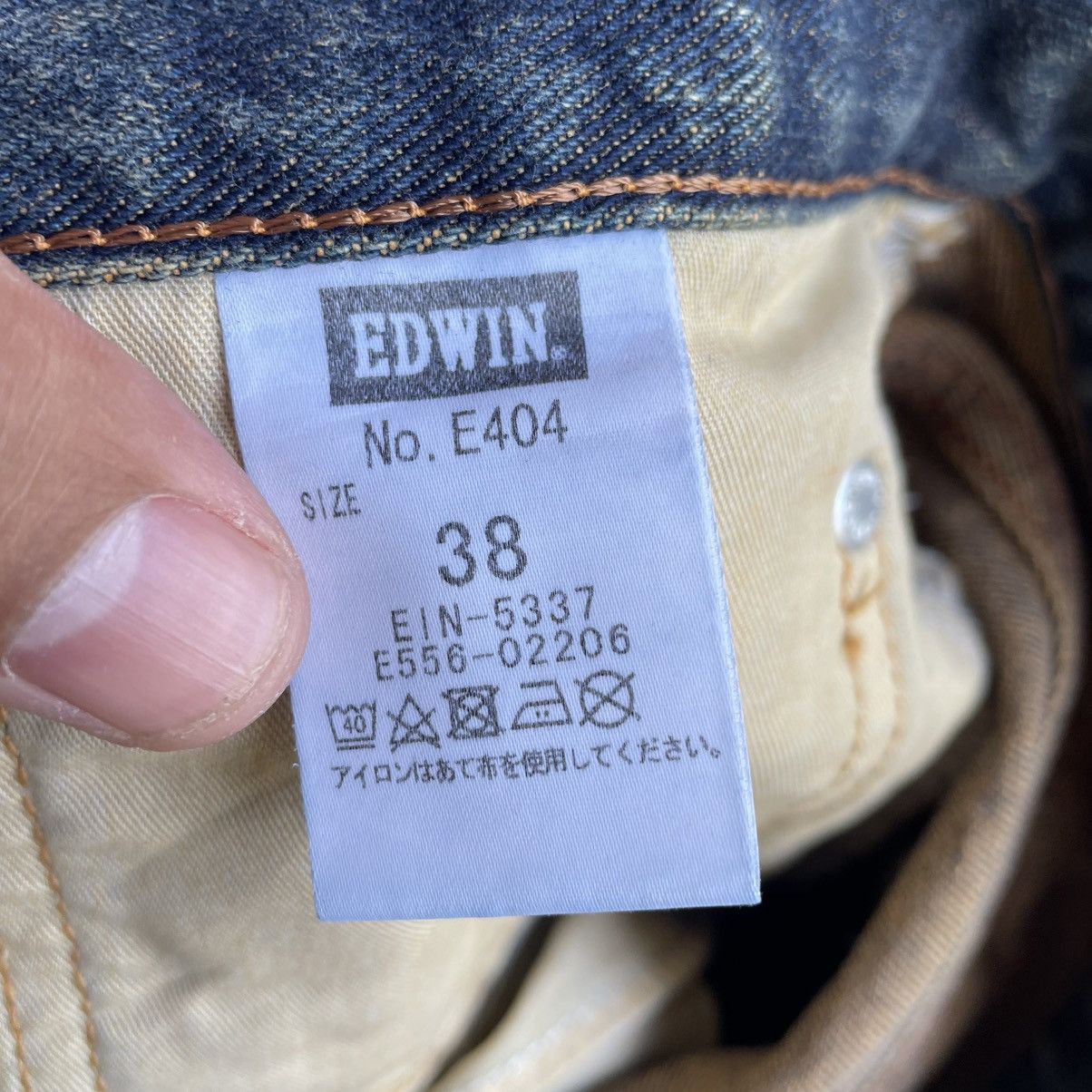 Edwin 🔥Vintage Edwin 404 Japan Made Ripped Dark Blue Denim Jeans Size US 38 / EU 54 - 11 Thumbnail