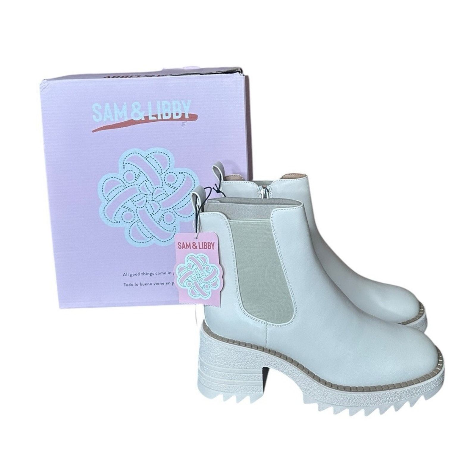 Other Sam & Libby Lennon Vanilla Ivory Lug Sole Chelsea Boots Sz 7 Size US 7 / IT 37 - 2 Thumbnail