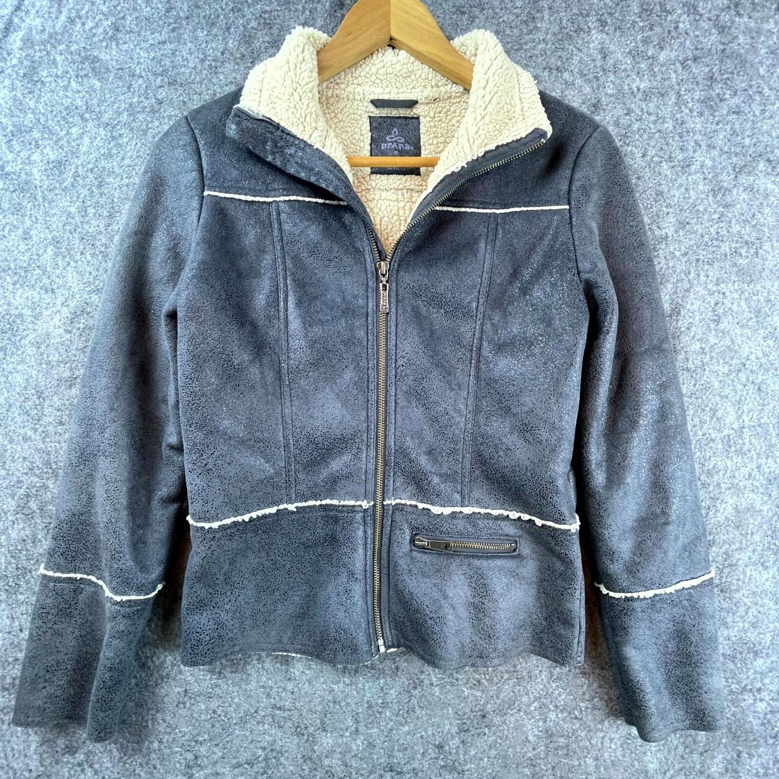 Prana prAna Esme Jacket Womens XS Sherpa Faux Suede Moto Shearling Size XS / US 0-2 / IT 36-38 - 1 Thumbnail