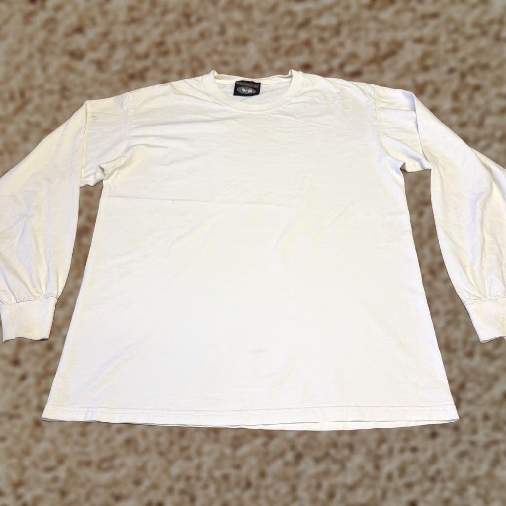 Vintage Wu Wear Shirt Mens M White Long Sleeve Crew Neck T-Shirt Basic Blank Solid Streetwear Size US M / EU 48-50 / 2 - 1 Thumbnail