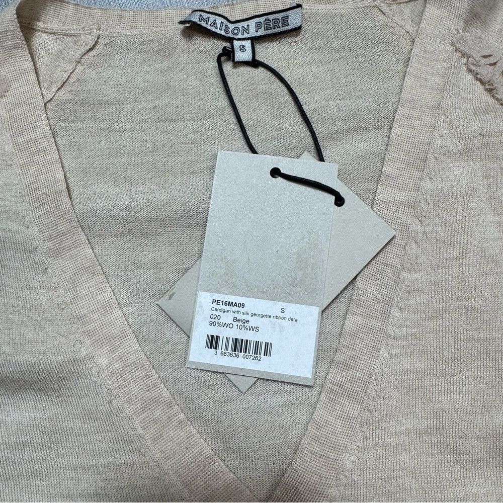 Other NWT New Maison Pere Beige Wool Cashmere Silk Sweater Cardig Size S / US 4 / IT 40 - 6 Thumbnail
