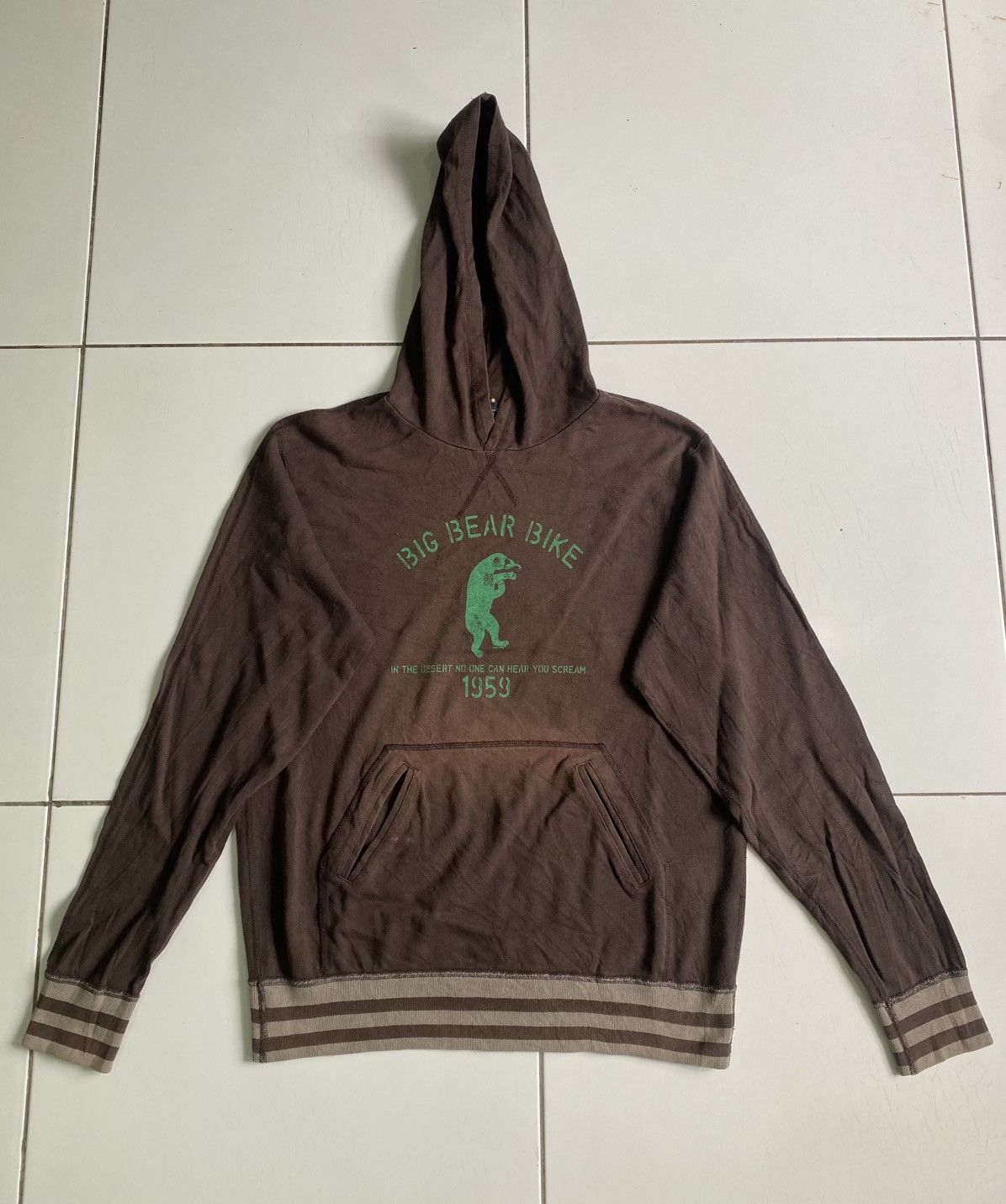 Paul Smith × Vintage Paul Smith Jeans BIG BEAR BIKE FADED DARK BROWN HOODIE Size US L / EU 52-54 / 3 - 1 Thumbnail