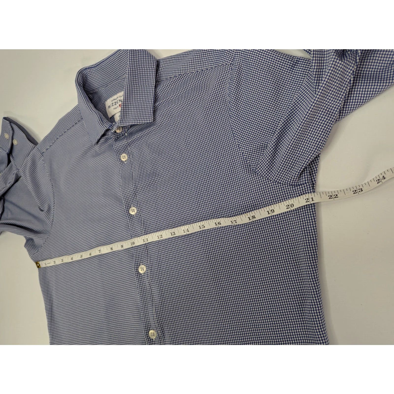 Mizzen+Main Mizzen+Main Check Performance Shirt Men's L Spinnaker Collection Blue Long Sleeve Button-Up Collared Shirt USA, Modern, Casual, Business Mens Size US L / EU 52-54 / 3 - 6 Thumbnail