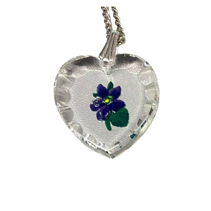 Other Vintage Heart-Shaped Acrylic Pendant Necklace With Purple Size ONE SIZE - 4 Thumbnail