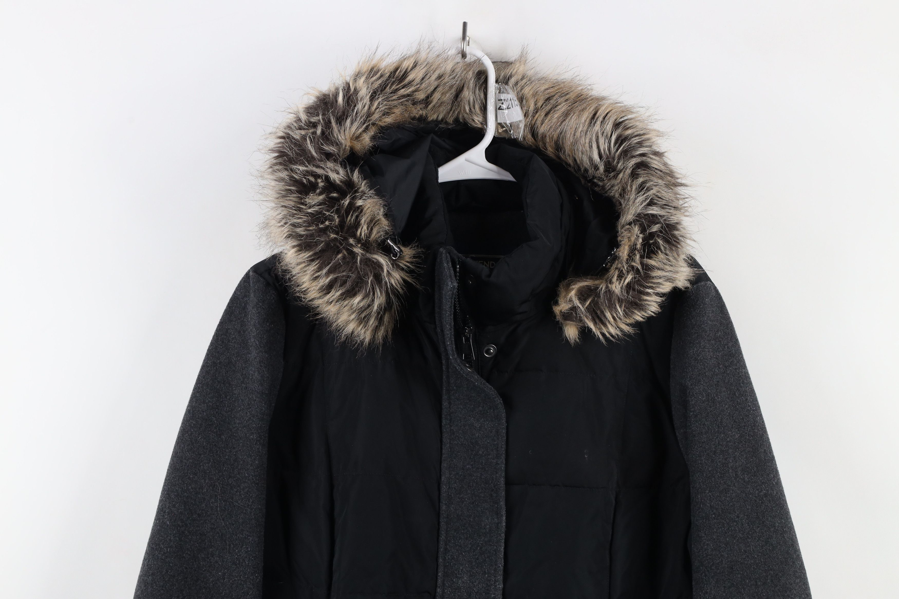 Lands' End × Vintage Lands End Wool Faux Fur Duck Down Hooded Jacket Coat Size M / US 6-8 / IT 42-44 - 2 Thumbnail