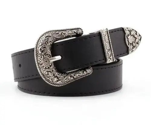 Leather Black Color Retro Pin Buckle PU Leather Belt Size ONE SIZE - 2 Thumbnail