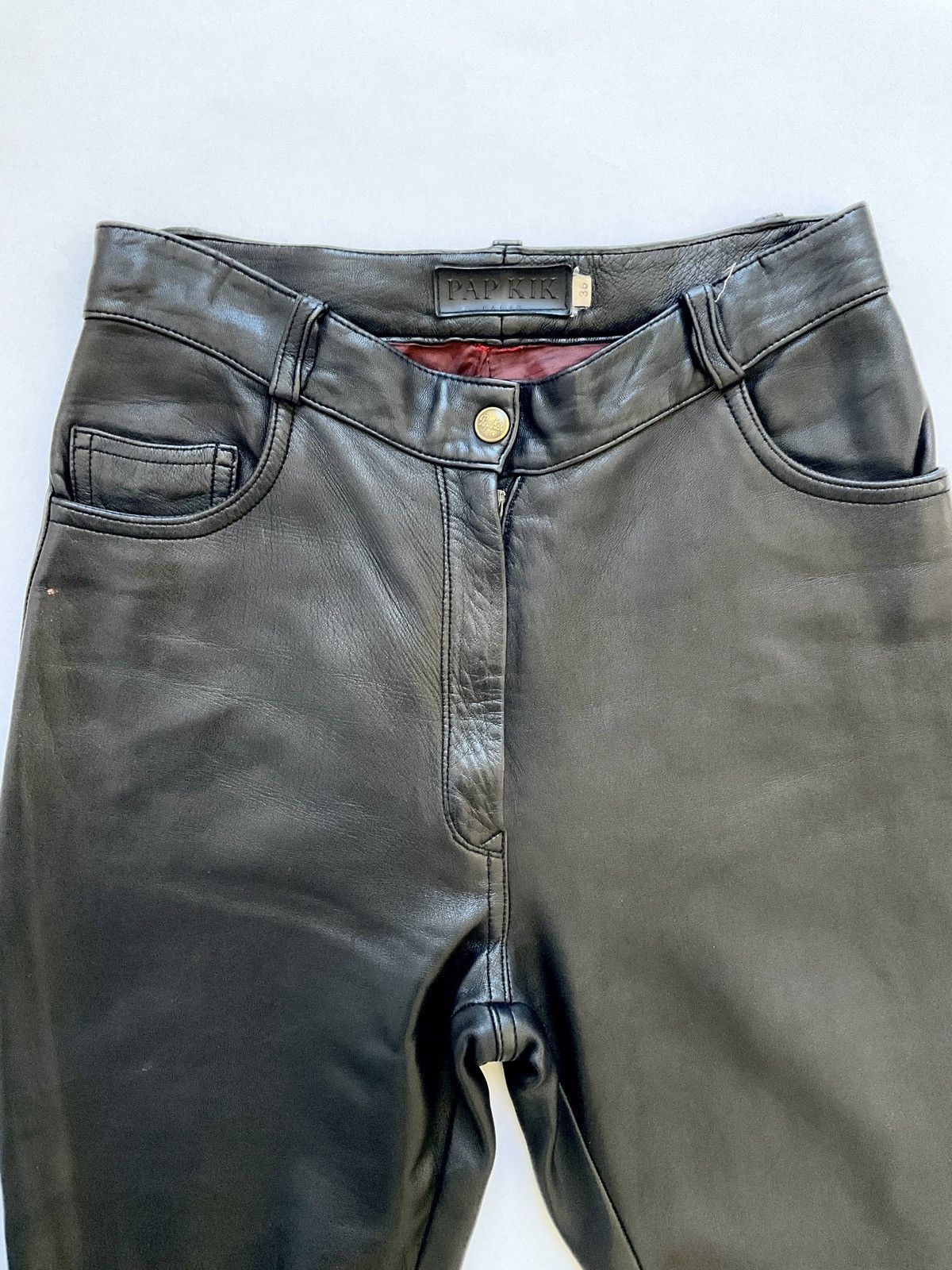 Vintage Black leather pants Size 26" / US 2 / IT 38 - 4 Thumbnail