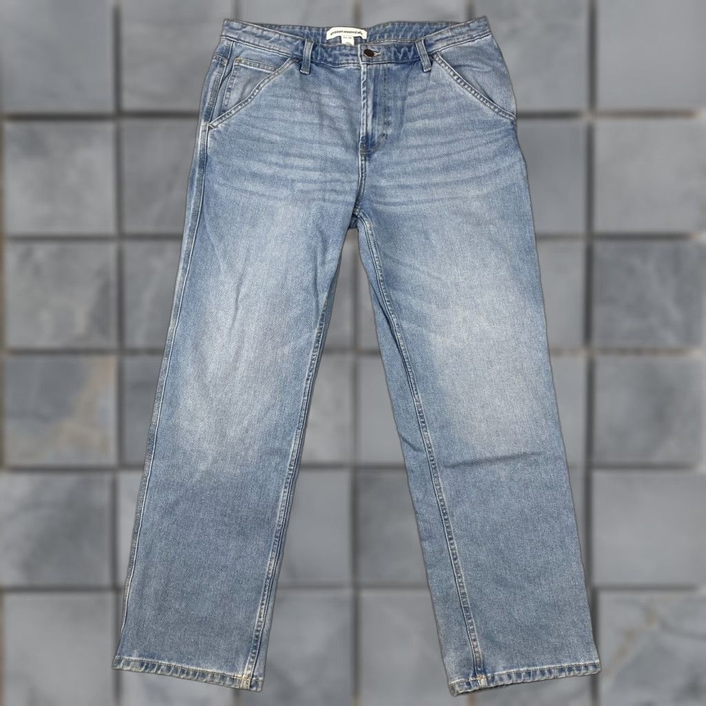Essentials Amazon Essentials Jeans Mens 34X30 Blue Slim Straight Denim 5-Pocket Regular Waist 34 Adult Mens Jeans Blue Stretch Distressed N/A Size US 34 / EU 50 - 1 Thumbnail