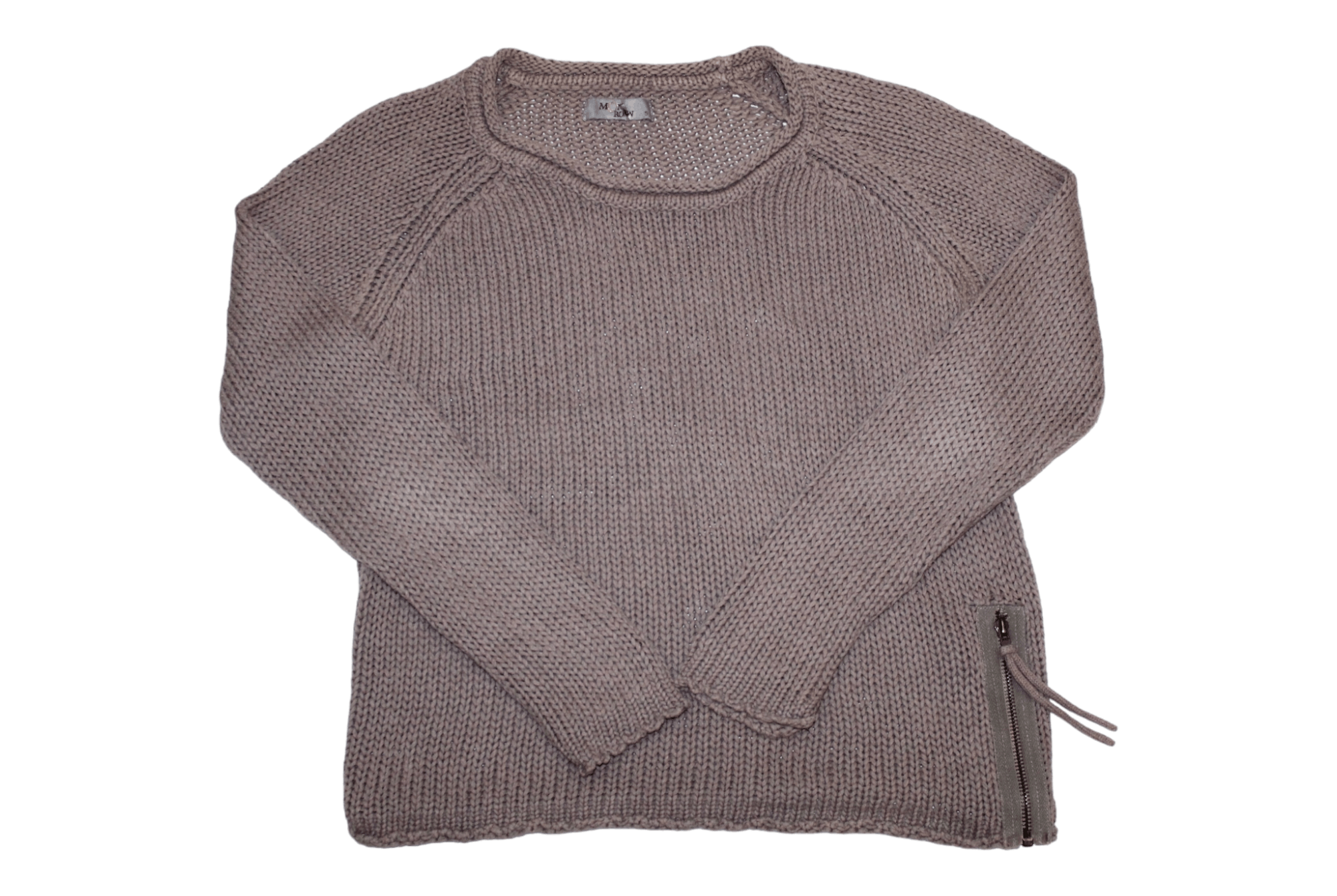 image of Avant Garde Monrow Relaxed Fit Cotton Cable Chunky Knit Sweater in Beige, Women's (Size Small)