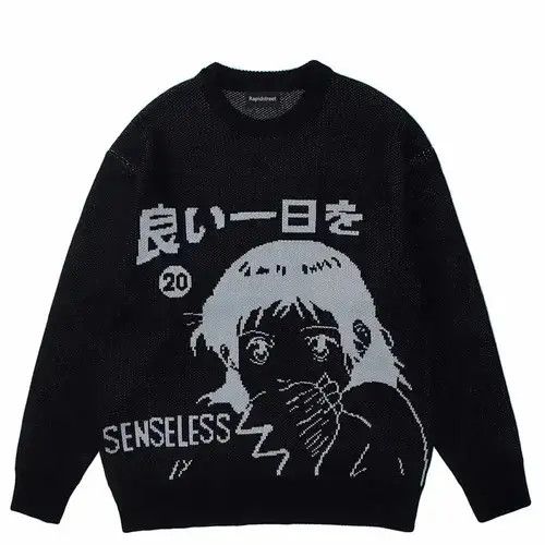 Aran Isles Knitwear × Japanese Brand × Vintage Knitted Sweater Grunge Cartoon Anime Pullover harajuku style Size US L / EU 52-54 / 3 - 1 Thumbnail