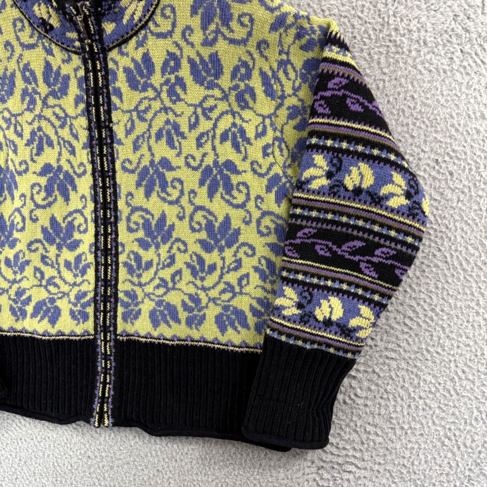 Vintage VINTAGE Icelandic Design Sweater Womens Medium Wool Floral Zip Up Nordic Outdoor Size M / US 6-8 / IT 42-44 - 5 Thumbnail
