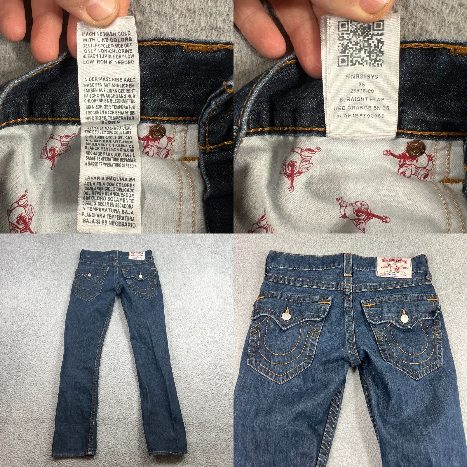 True Religion True Religion Jeans Mens 30 Straight Denim Blue Dark 5-Pocket Logo Button Zip Inseam 33 Regular Rise Mid Vintage: No Size US 30 / EU 46 - 8 Thumbnail